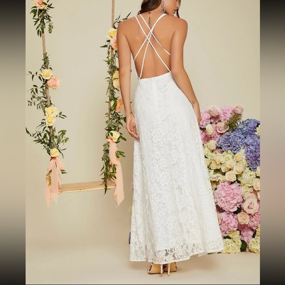 NWOT Lace Thigh Slit Dress - Picture 4 of 4